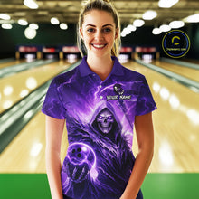 Load image into Gallery viewer, Purple Bowling Shirts for Team Women Men Custom Death Bowling Jersey Bowl League MBL248