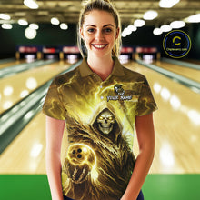 Load image into Gallery viewer, Yellow Bowling Shirts for Team Women Men Custom Death Bowling Jersey Bowl League MBL248