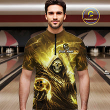 Load image into Gallery viewer, Yellow Bowling Shirts for Team Women Men Custom Death Bowling Jersey Bowl League MBL248