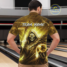 Load image into Gallery viewer, Yellow Bowling Shirts for Team Women Men Custom Death Bowling Jersey Bowl League MBL248