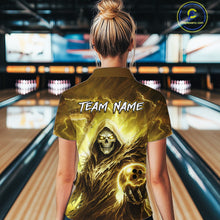 Load image into Gallery viewer, Yellow Bowling Shirts for Team Women Men Custom Death Bowling Jersey Bowl League MBL248