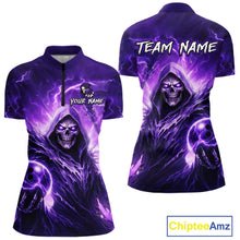 Load image into Gallery viewer, Purple Bowling Shirts for Team Women Men Custom Death Bowling Jersey Bowl League MBL248