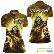 Load image into Gallery viewer, Yellow Bowling Shirts for Team Women Men Custom Death Bowling Jersey Bowl League MBL248