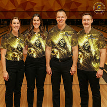 Load image into Gallery viewer, Yellow Bowling Shirts for Team Women Men Custom Death Bowling Jersey Bowl League MBL248