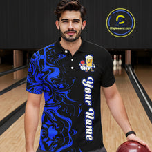 Load image into Gallery viewer, Funny Beer Bowling Shirts Team Women Men Custom Blue Bowling Jersey for Bowler MBL250