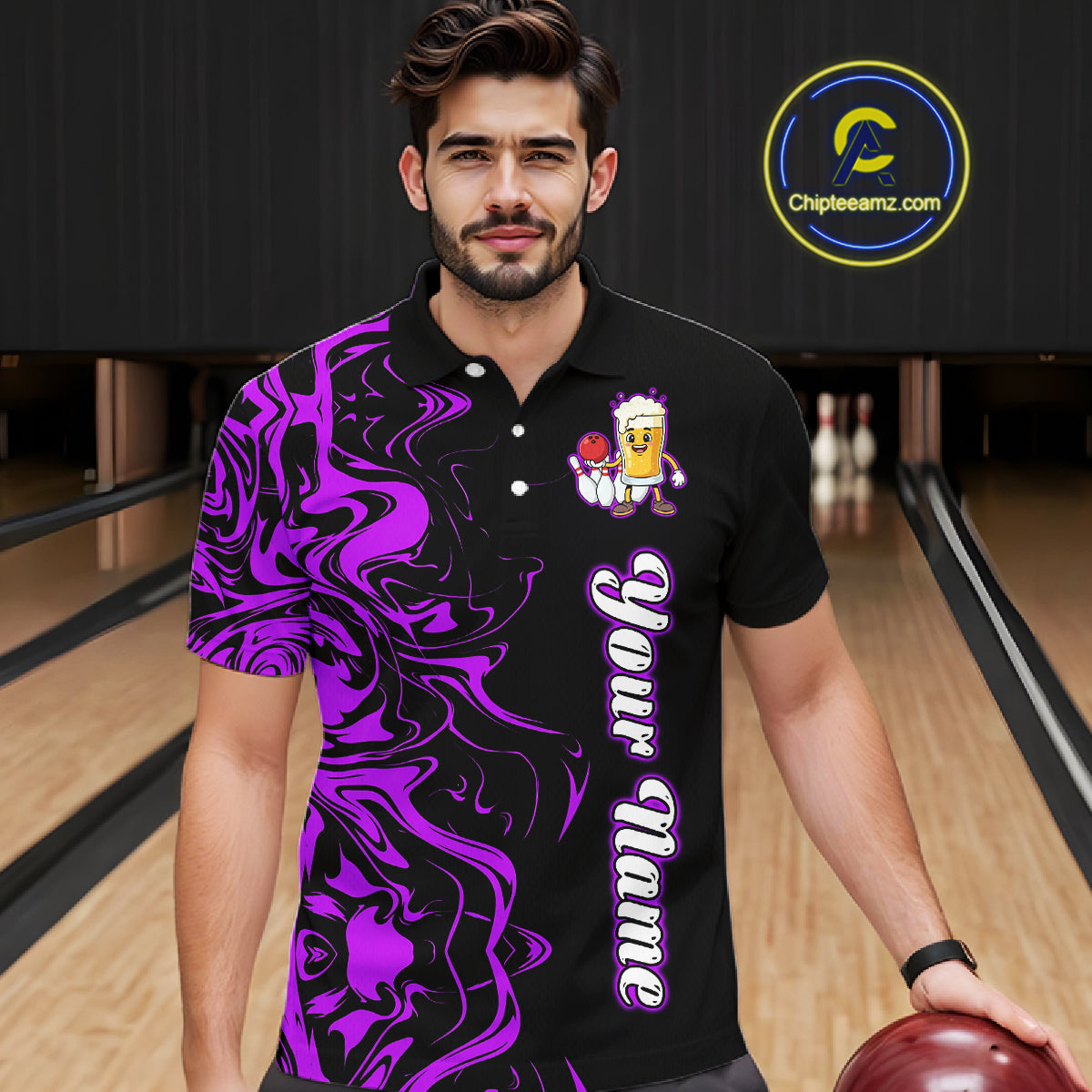 Funny Beer Bowling Shirts Team Women Men Custom Purple Bowling Jersey for Bowler MBL250