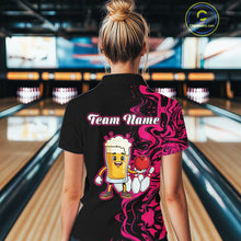 Load image into Gallery viewer, Funny Beer Bowling Shirts Team Women Men Custom Pink Bowling Jersey for Bowler MBL250