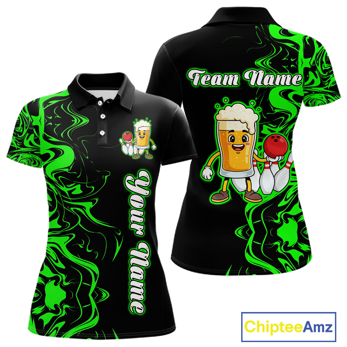 Funny Beer Bowling Shirts Team Women Men Custom Green Bowling Jersey for Bowler MBL250