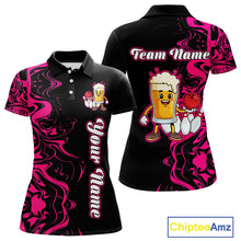 Load image into Gallery viewer, Funny Beer Bowling Shirts Team Women Men Custom Pink Bowling Jersey for Bowler MBL250