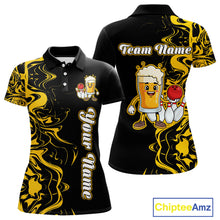 Load image into Gallery viewer, Funny Beer Bowling Shirts Team Women Men Custom Yellow Bowling Jersey for Bowler MBL250