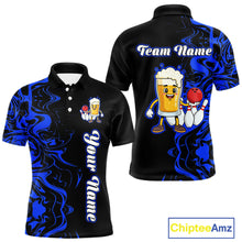 Load image into Gallery viewer, Funny Beer Bowling Shirts Team Women Men Custom Blue Bowling Jersey for Bowler MBL250