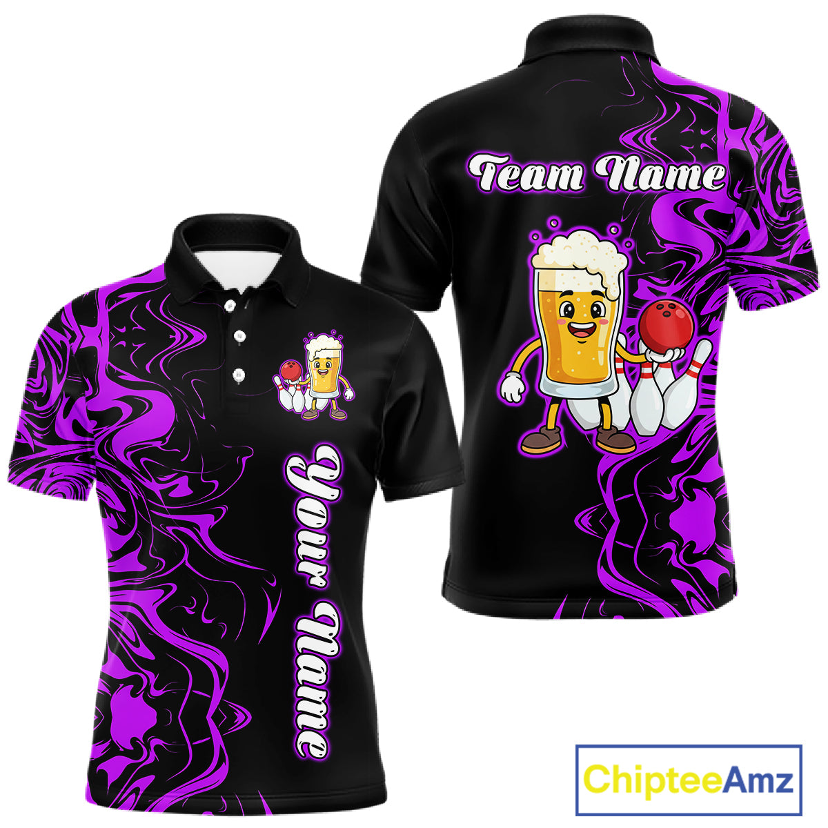 Funny Beer Bowling Shirts Team Women Men Custom Purple Bowling Jersey for Bowler MBL250