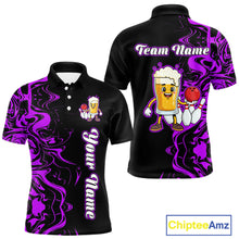 Load image into Gallery viewer, Funny Beer Bowling Shirts Team Women Men Custom Purple Bowling Jersey for Bowler MBL250