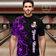 Load image into Gallery viewer, Funny Beer Bowling Shirts Team Women Men Custom Purple Bowling Jersey for Bowler MBL250