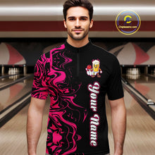 Load image into Gallery viewer, Funny Beer Bowling Shirts Team Women Men Custom Pink Bowling Jersey for Bowler MBL250
