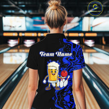 Load image into Gallery viewer, Funny Beer Bowling Shirts Team Women Men Custom Blue Bowling Jersey for Bowler MBL250