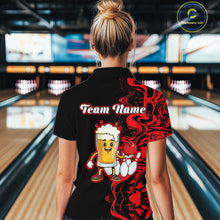 Load image into Gallery viewer, Funny Beer Bowling Shirts Team Women Men Custom Red Bowling Jersey for Bowler MBL250