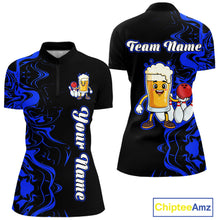 Load image into Gallery viewer, Funny Beer Bowling Shirts Team Women Men Custom Blue Bowling Jersey for Bowler MBL250