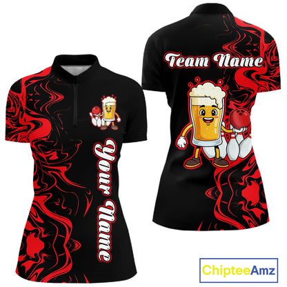Funny Beer Bowling Shirts Team Women Men Custom Red Bowling Jersey for Bowler MBL250