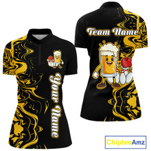 Load image into Gallery viewer, Funny Beer Bowling Shirts Team Women Men Custom Yellow Bowling Jersey for Bowler MBL250
