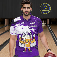 Load image into Gallery viewer, Purple Funny Beer Bowling Shirts for Women Men Team Bowling Polo&amp;1/4 Zip Bowl League MBL253