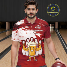 Load image into Gallery viewer, Red Funny Beer Bowling Shirts for Women Men Team Bowling Polo&amp;1/4 Zip Bowl League MBL253