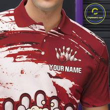 Load image into Gallery viewer, Red Funny Beer Bowling Shirts for Women Men Team Bowling Polo&amp;1/4 Zip Bowl League MBL253
