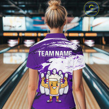 Load image into Gallery viewer, Purple Funny Beer Bowling Shirts for Women Men Team Bowling Polo&amp;1/4 Zip Bowl League MBL253