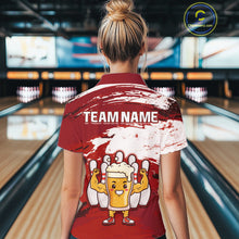Load image into Gallery viewer, Red Funny Beer Bowling Shirts for Women Men Team Bowling Polo&amp;1/4 Zip Bowl League MBL253