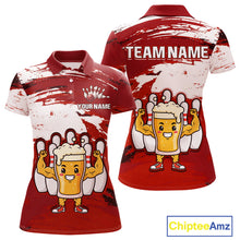 Load image into Gallery viewer, Red Funny Beer Bowling Shirts for Women Men Team Bowling Polo&amp;1/4 Zip Bowl League MBL253