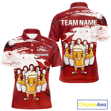 Load image into Gallery viewer, Red Funny Beer Bowling Shirts for Women Men Team Bowling Polo&amp;1/4 Zip Bowl League MBL253