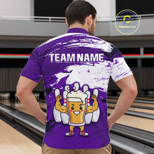Load image into Gallery viewer, Purple Funny Beer Bowling Shirts for Women Men Team Bowling Polo&amp;1/4 Zip Bowl League MBL253