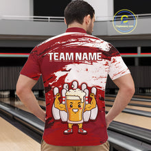 Load image into Gallery viewer, Red Funny Beer Bowling Shirts for Women Men Team Bowling Polo&amp;1/4 Zip Bowl League MBL253