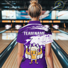 Load image into Gallery viewer, Purple Funny Beer Bowling Shirts for Women Men Team Bowling Polo&amp;1/4 Zip Bowl League MBL253