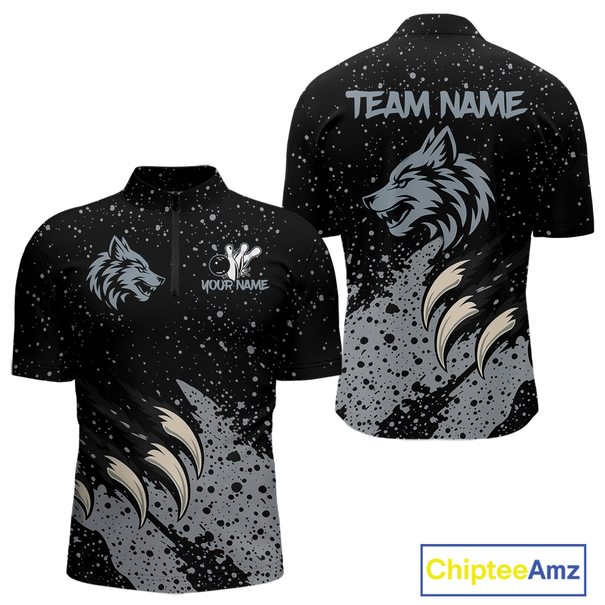Grey Wolf Bowling Shirts for Team Men Women Custom Bowling Jerseys for Bowlers MBL205