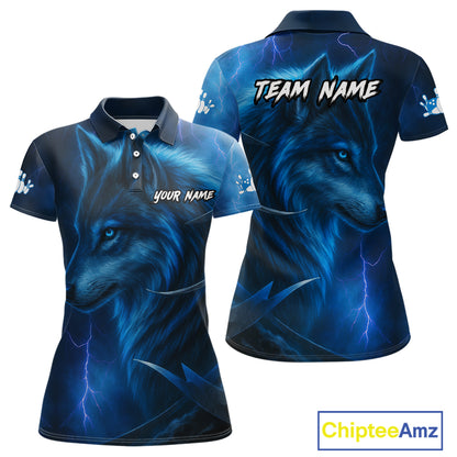 Blue Wolf Bowling Shirts for Team Men Women Custom Wolf Bowling Jerseys for Couples MBL199