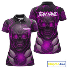 Load image into Gallery viewer, Pink Bowling Shirts for Team Women Men Custom Skull Bowling Jerseys for Couples MBL207