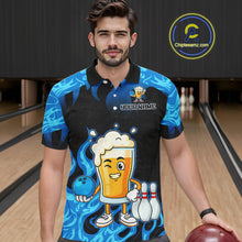 Load image into Gallery viewer, Blue Flaming Beer Bowling Shirts Beer Bowling Jersey for Team Women Men Bowler MBL262
