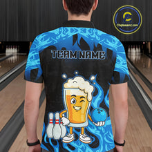 Load image into Gallery viewer, Blue Flaming Beer Bowling Shirts Beer Bowling Jersey for Team Women Men Bowler MBL262