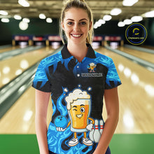 Load image into Gallery viewer, Blue Flaming Beer Bowling Shirts Beer Bowling Jersey for Team Women Men Bowler MBL262
