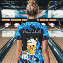 Load image into Gallery viewer, Blue Flaming Beer Bowling Shirts Beer Bowling Jersey for Team Women Men Bowler MBL262