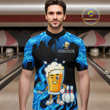 Load image into Gallery viewer, Blue Flaming Beer Bowling Shirts Beer Bowling Jersey for Team Women Men Bowler MBL262