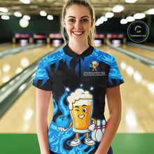 Load image into Gallery viewer, Blue Flaming Beer Bowling Shirts Beer Bowling Jersey for Team Women Men Bowler MBL262