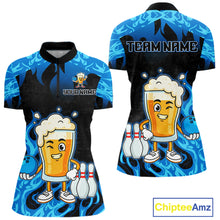 Load image into Gallery viewer, Blue Flaming Beer Bowling Shirts Beer Bowling Jersey for Team Women Men Bowler MBL262