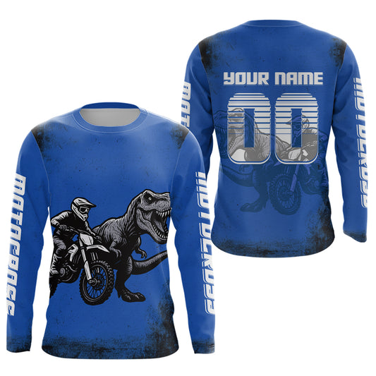 Blue Dinosaur Motocross Jersey Custom Dirt Bike Shirt Men Kid Women Racing Jersey XM411