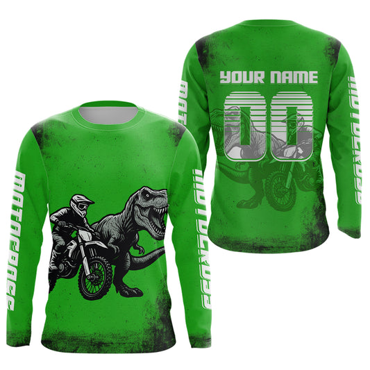Green Dinosaur Motocross Jersey Custom Dirt Bike Shirt Men Kid Women Racing Jersey XM411