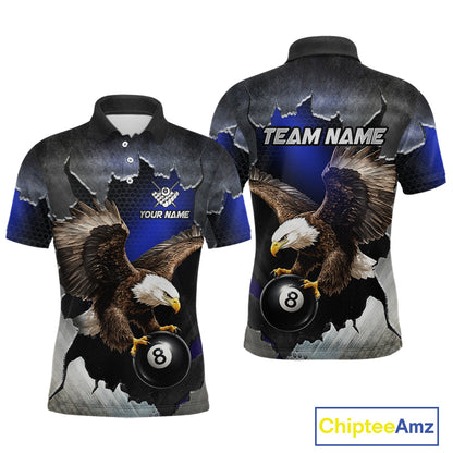 Custom Cracked Eagle 8 Ball Billiard Shirts for Men Billiard Team Jerseys Billiard League NNT278