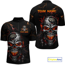 Load image into Gallery viewer, Custom Thunder Skull Darts Board Dart Shirts for Men Darts Team Jerseys Polo &amp; 1/4 Zip NNT134