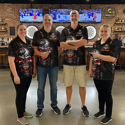 Custom Thunder Skull Darts Board Dart Shirts for Women Darts Team Jerseys Polo & 1/4 Zip NNT134