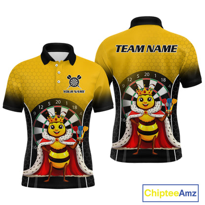 Custom Funny King Bee Dart Shirt Dart Team Jersey for Men Dartboard Polo & 1/4 Zip Shirts NNT164